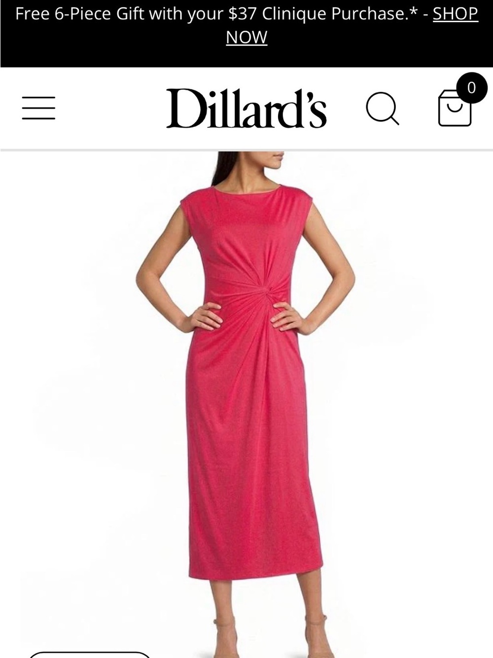 Alex Marie Hot Pink Twist-Front Midi Skirt